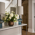 Roses, Snowballs, Hydrangea Spray and Maidenhair Fern in a Bronze Glass Vase RTfact Flowers 