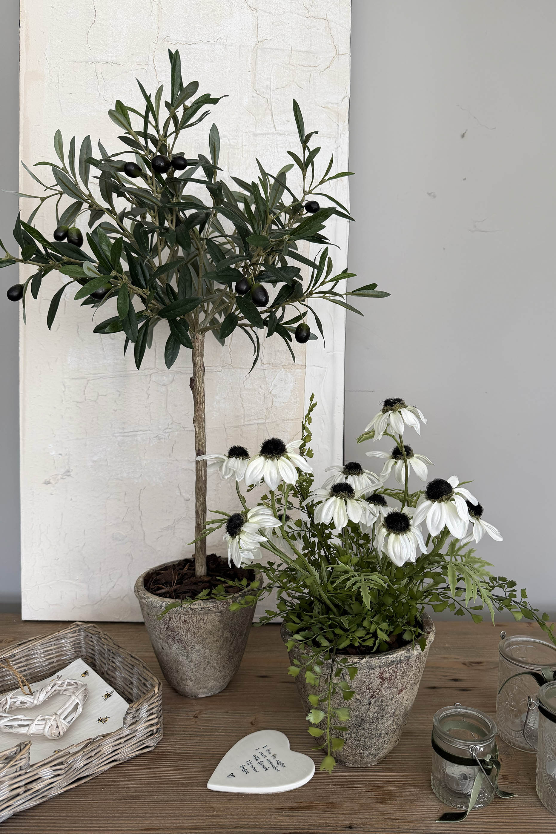 Daisies in a Rustic Stone Pot RTfact Flowers 