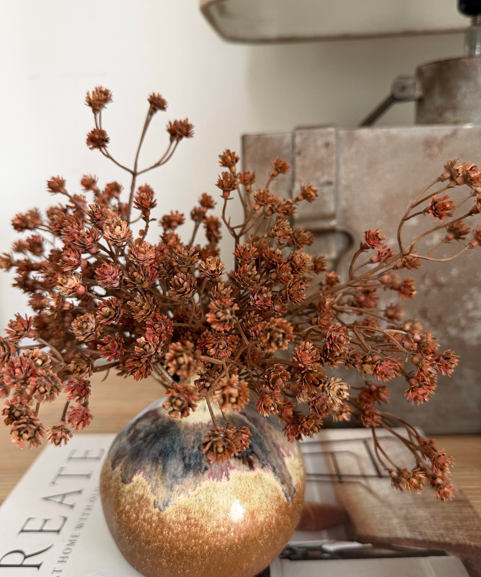 Gypsophilia in a Bronze Grey Vase RTfact Flowers 