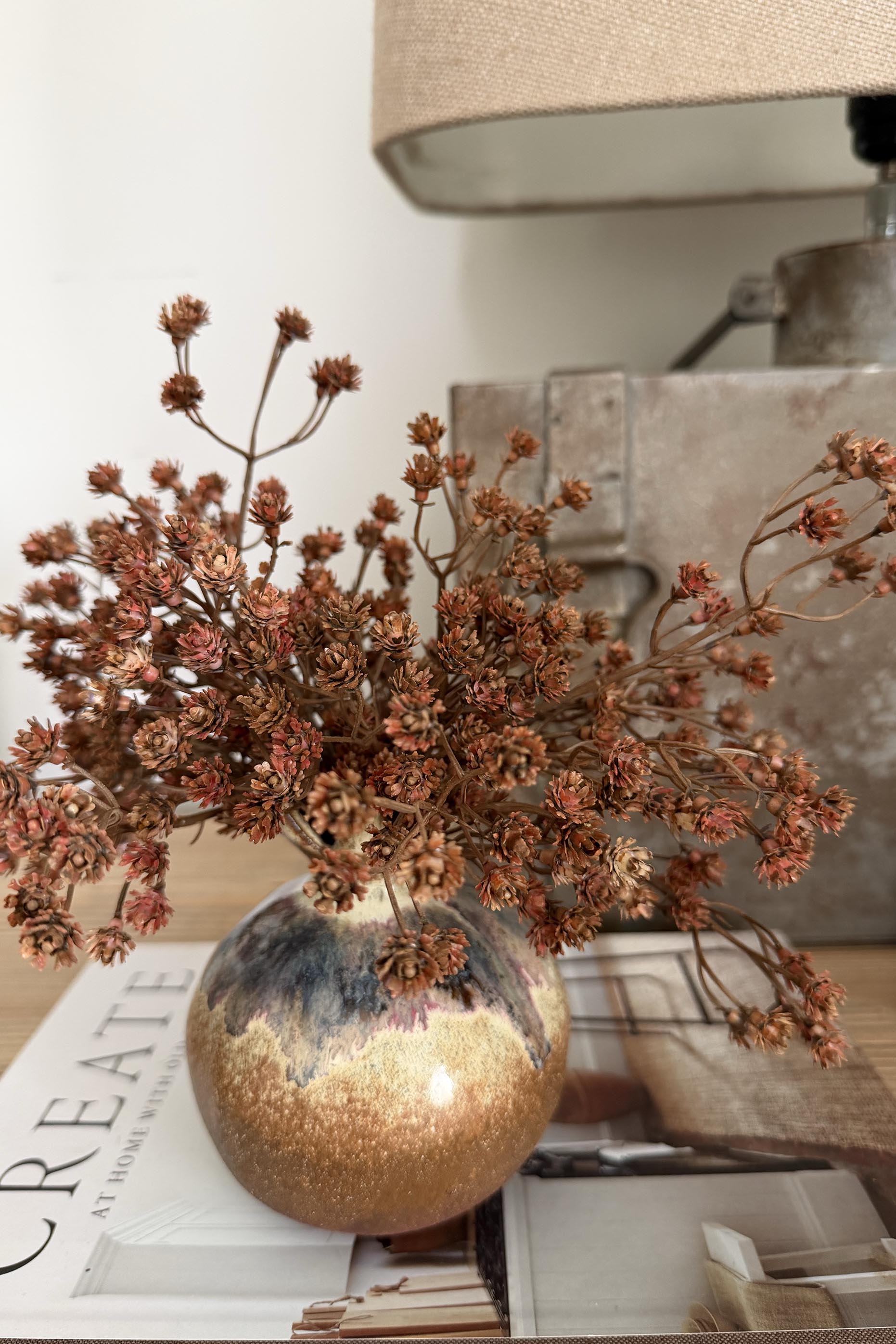 Gypsophilia in a Bronze Grey Vase RTfact Flowers 