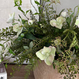 Hellebores and Fern in a Terracotta Bowl