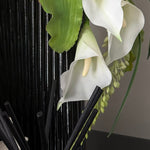 Calla Lily,Eremurus and Ranunculus in an Asymmetric Ribbed Vase RTFact Flowers 