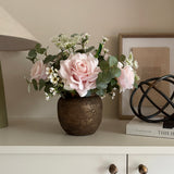 Eucalyptus, Rose and Waxflower in a Bronze Vase (Pink)