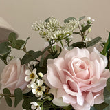 Eucalyptus, Rose and Waxflower in a Bronze Vase (Pink)
