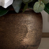 Eucalyptus, Rose and Waxflower in a Bronze Vase (White)