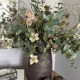 Eucalyptus, Astrantia and Twigs in a Bronze Textured Vase