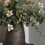 Eucalyptus, Astrantia and Twigs in a Bronze Textured Vase