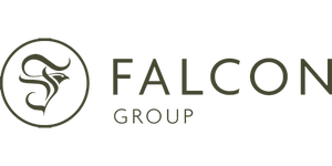 Logo of Falcon Group with a stylized letter 'F' on a white background