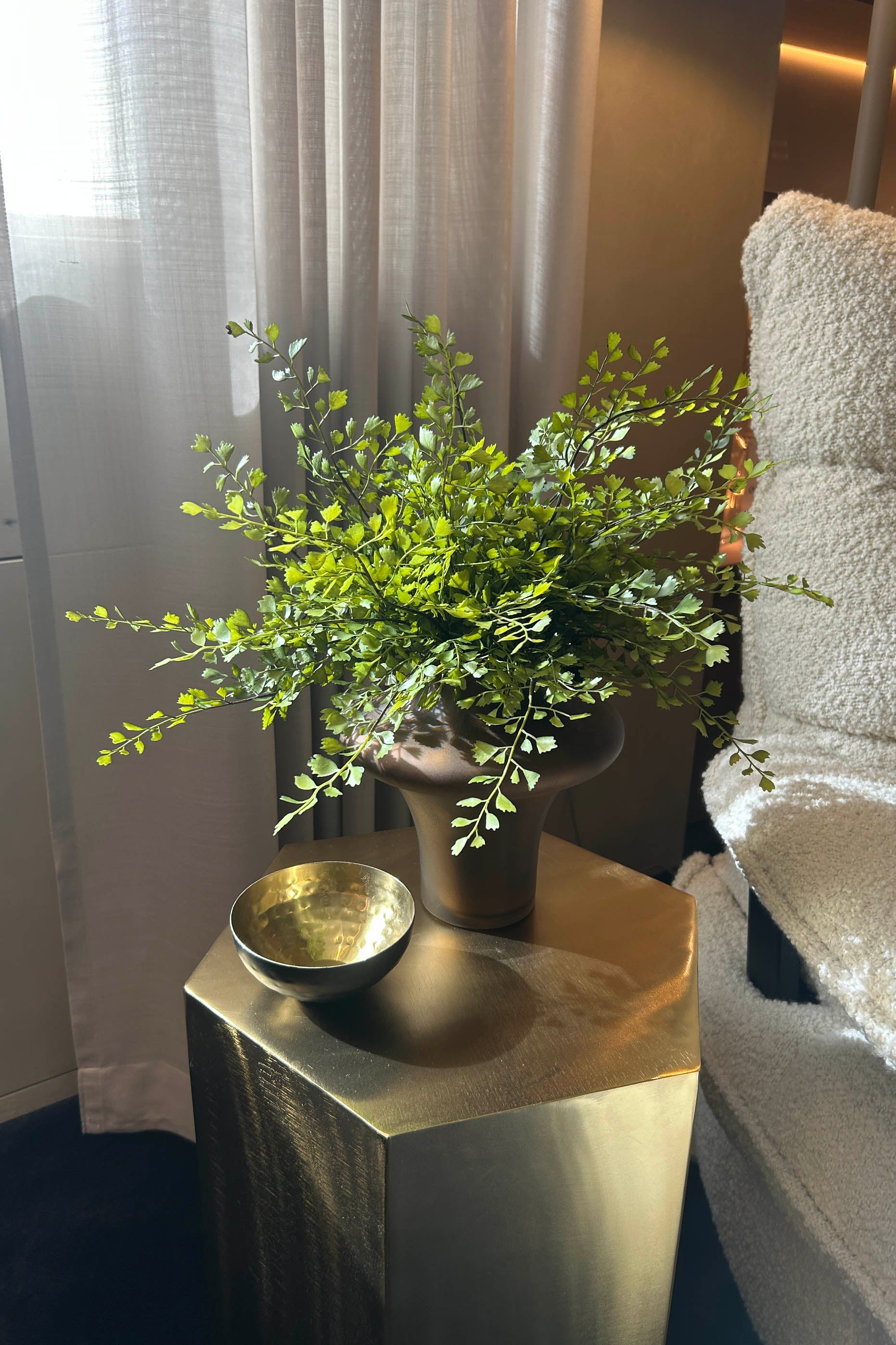 Maidenhair Fern in a Amber Bronze Glass Vase RTfact Flowers 