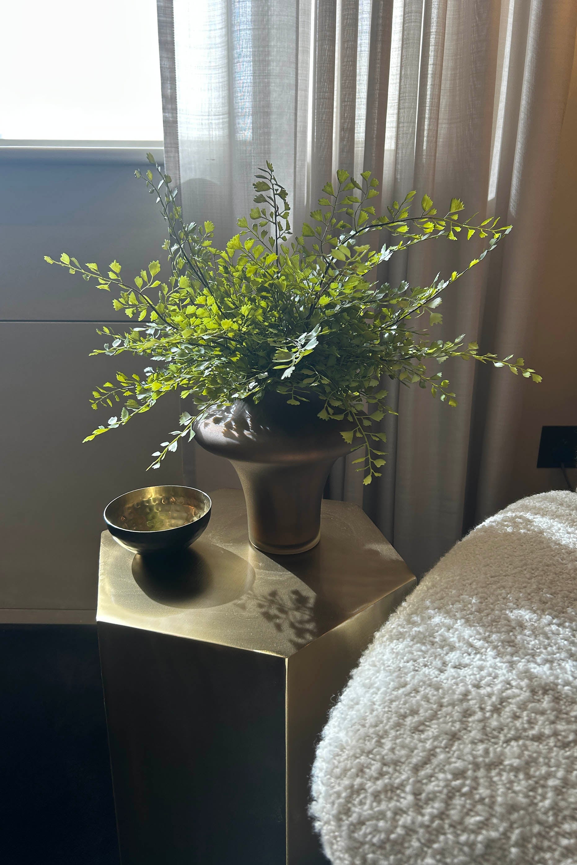 Maidenhair Fern in a Amber Bronze Glass Vase RTfact Flowers 