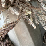 Fern Spray (Taupe) in a Sand Finish Glass Vase RTfact Flowers 