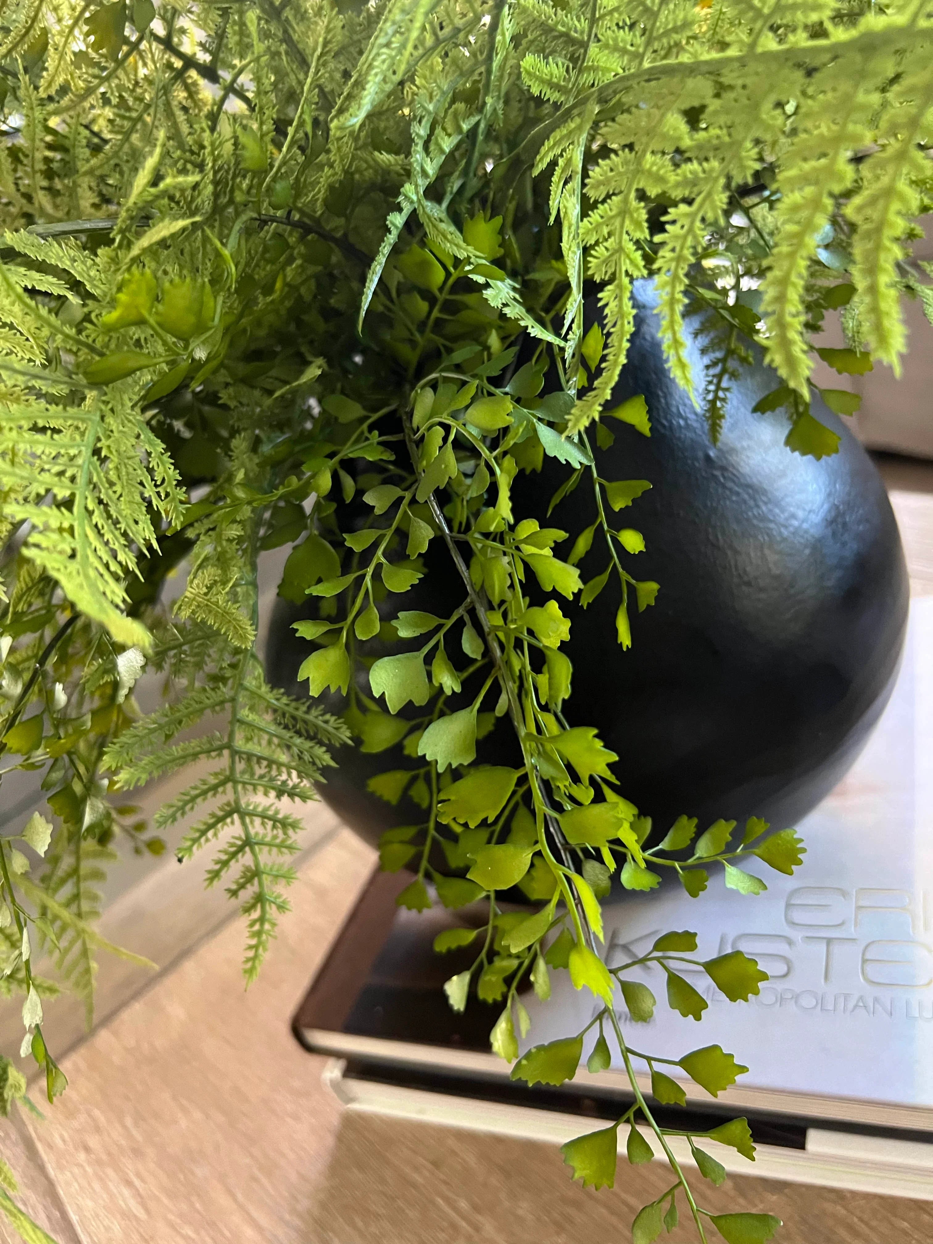 Ferns in a Black Metal Vase RTfact Flowers 