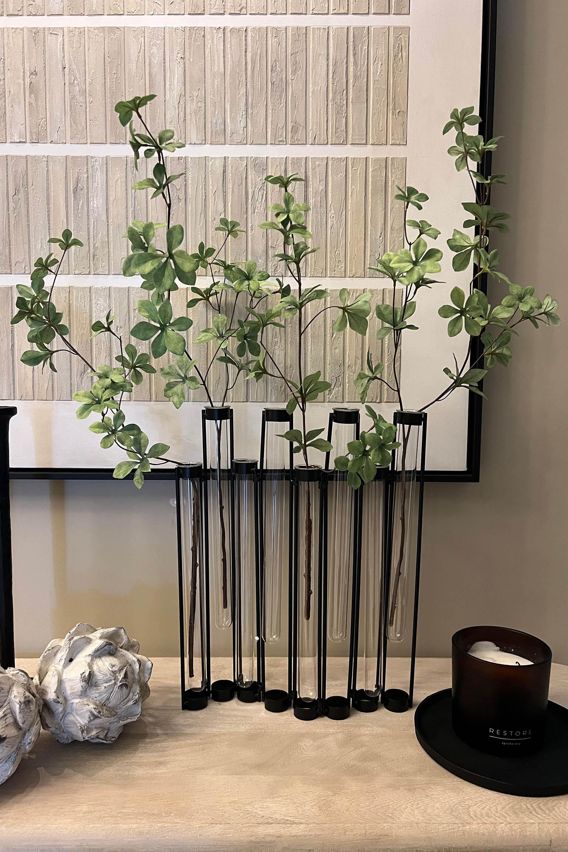 Test Tube Vases with Enkianthus Branch RTfact Flowers 