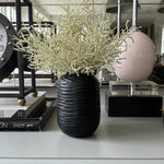 Curly Grass in a Black Carved Vase (Sage) RTfact Flowers 