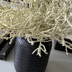 Curly Grass in a Black Carved Vase (Sage) RTfact Flowers 