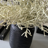 Curly Grass in a Black Carved Vase (Sage) RTfact Flowers 