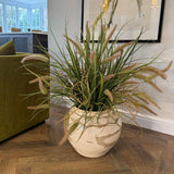 Cattails and Tillandsia Grass in a Crackle Glazed Pot RTfact Flowers 