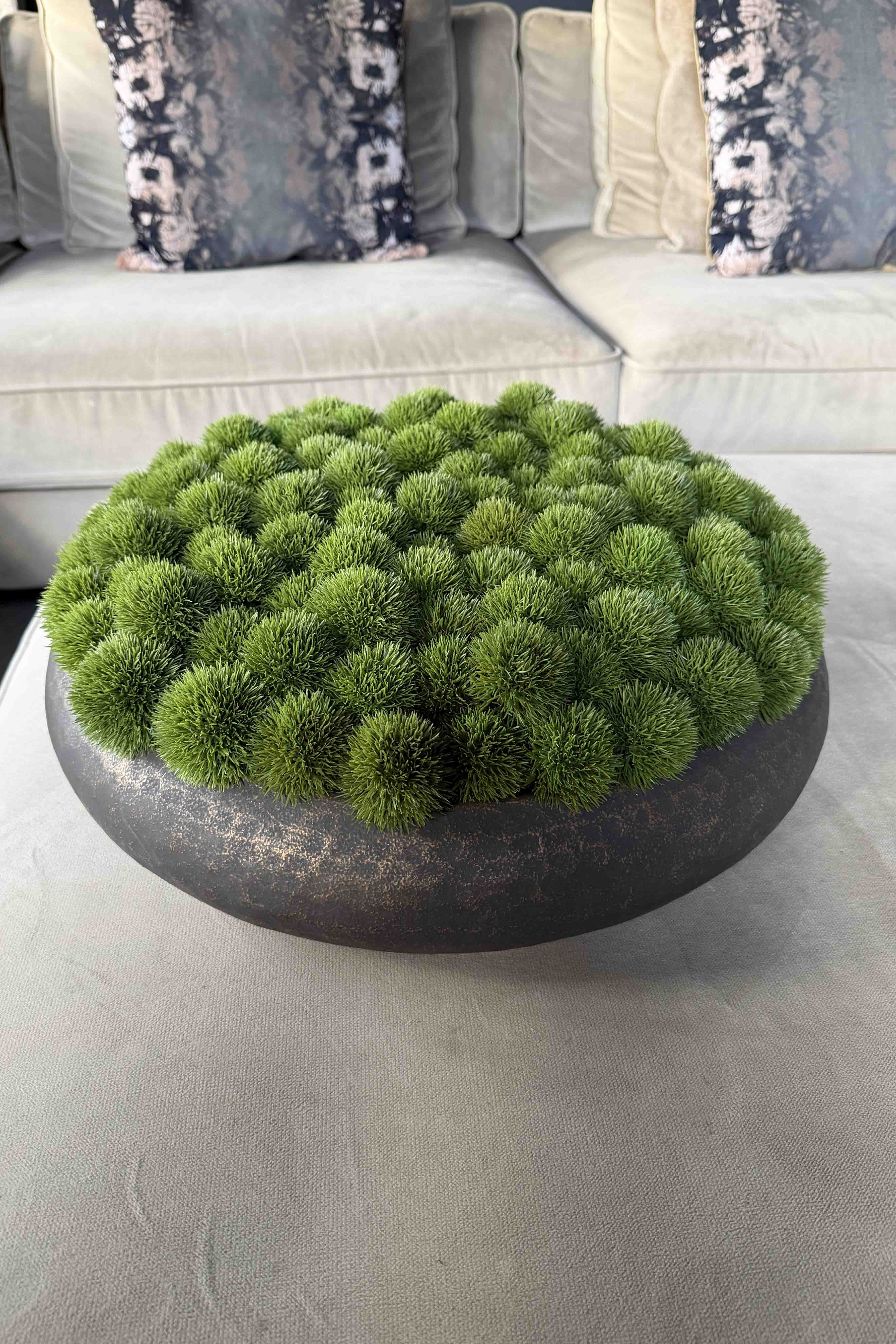 Dianthus in a Dimpled Bronze Metal Bowl RTfact Flowers 