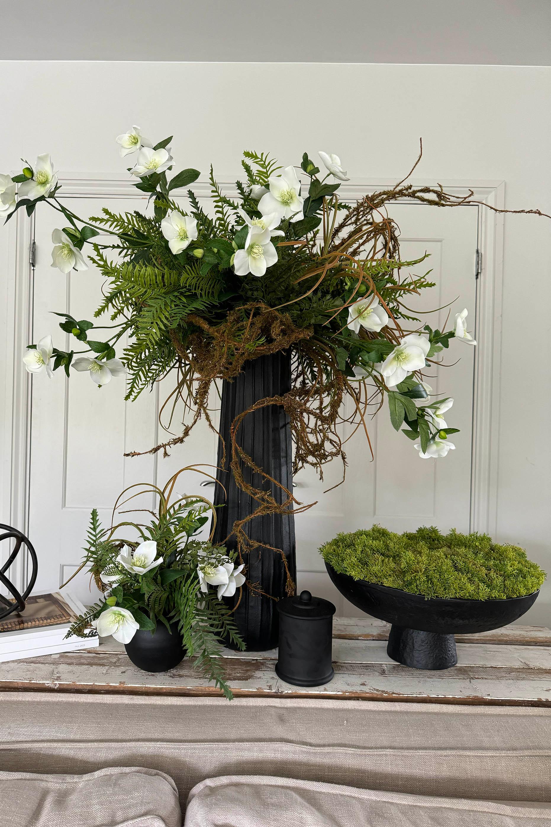 Curly Moss in a Matt Black Stone Footed Bowl RTfact Flowers 