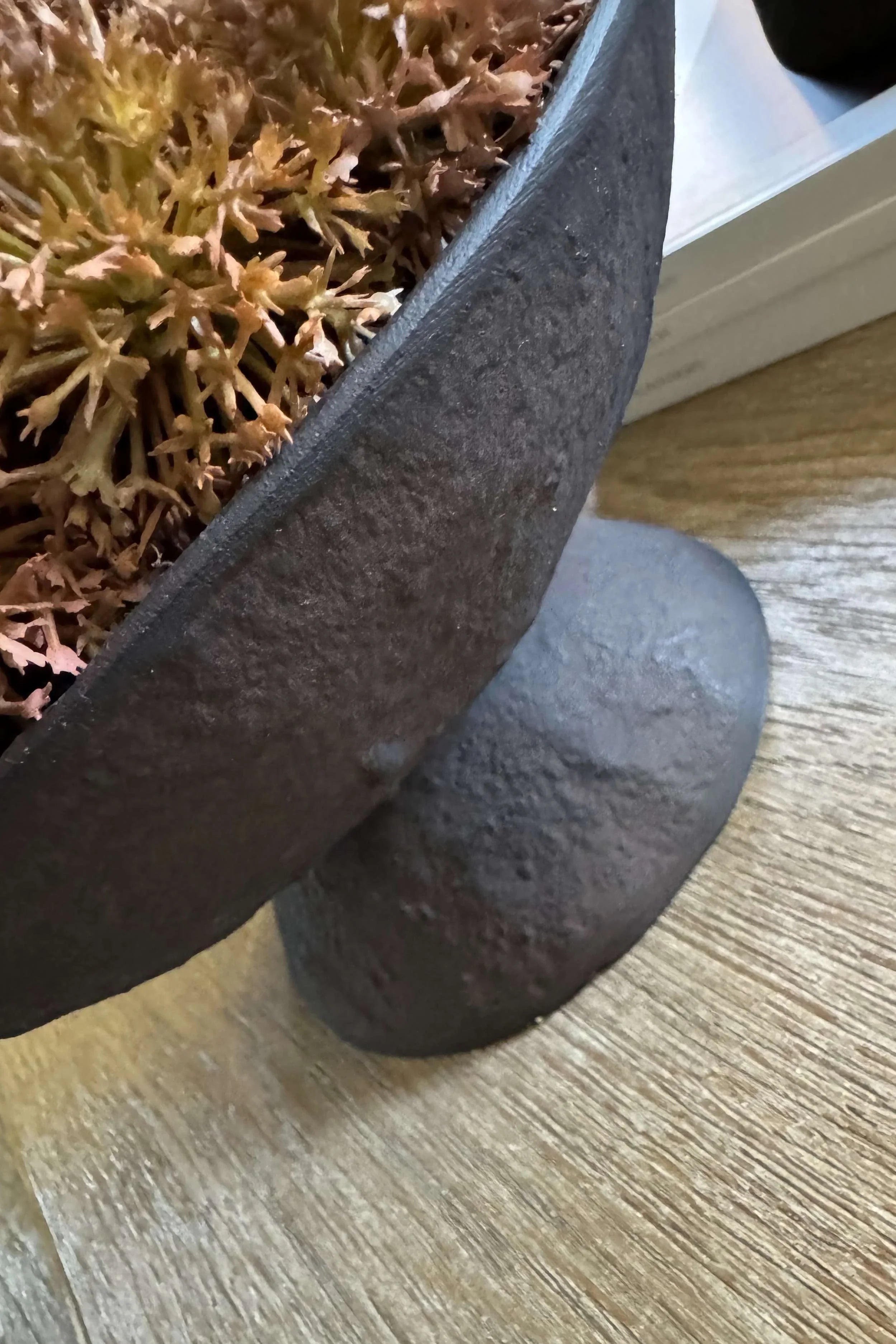 Echinops in a Rustic Brown Metal Pedestal Bowl (Tall) RTfact Flowers 