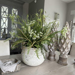 Queen Anne's Lace and Grass in a Cream Stone Pot RTfact Flowers 