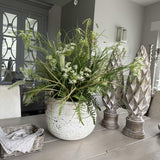 Queen Anne's Lace and Grass in a Cream Stone Pot RTfact Flowers 