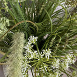 Queen Anne's Lace and Grass in a Cream Stone Pot RTfact Flowers 