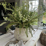 Queen Anne's Lace and Grass in a Cream Stone Pot RTfact Flowers 