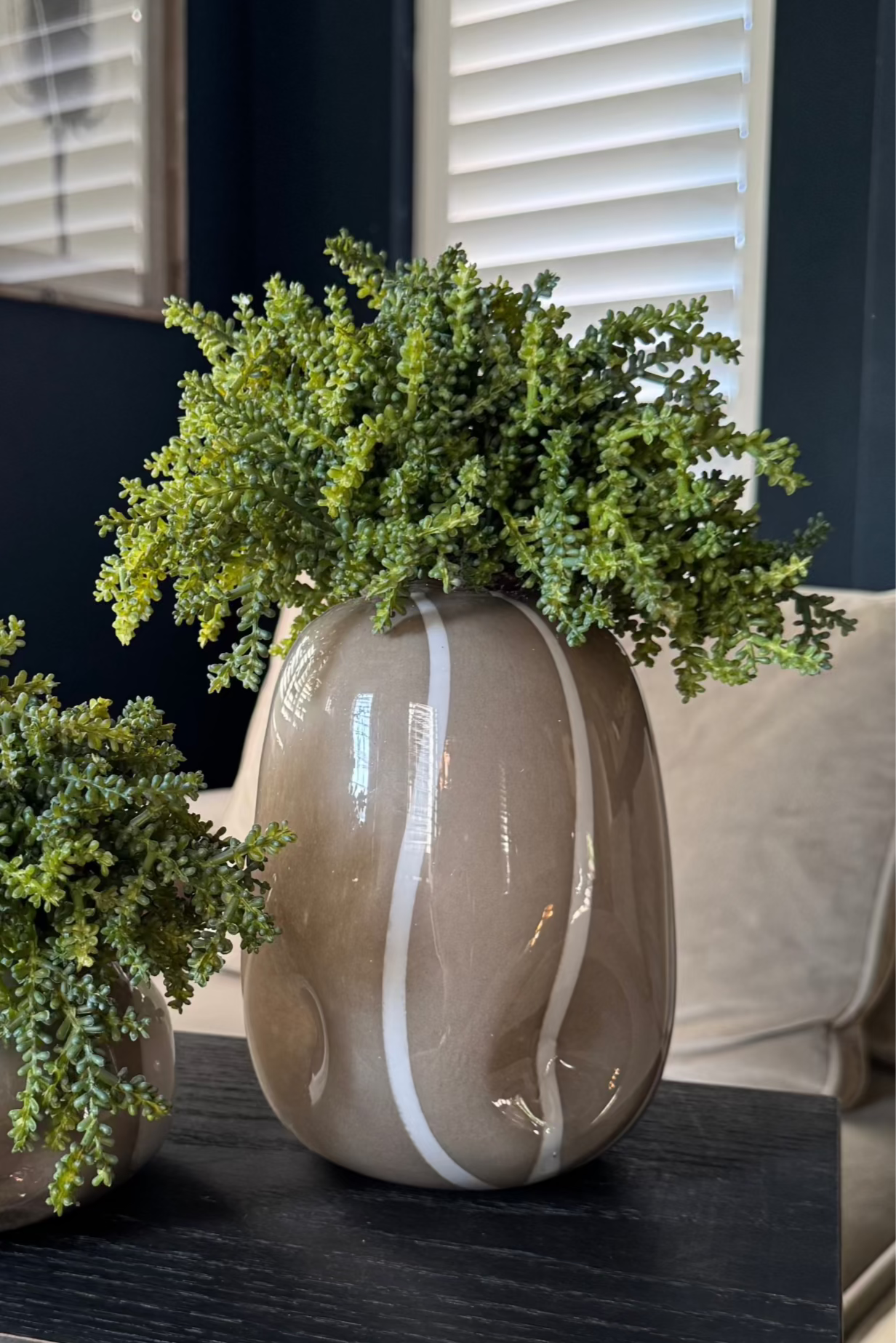 Mini Plant in a Beige Dotty/Wavy Glass Bubble Vase RTfact Flowers 