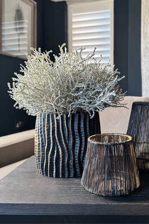 Curly Grass in a Bronze Wavy Pot