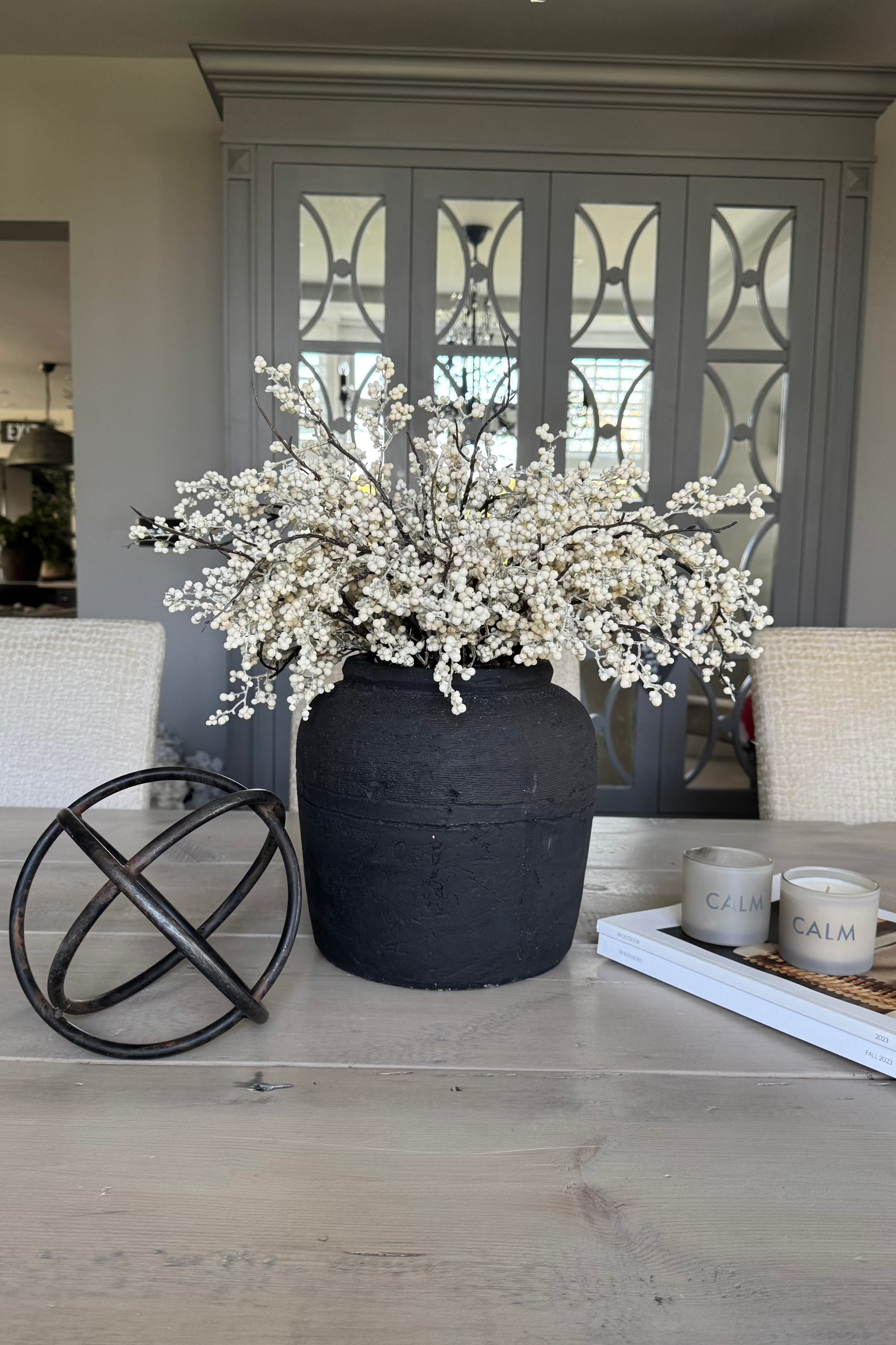 Berries in a Rustic Dark Brown Stone Pot RTfact Flowers 