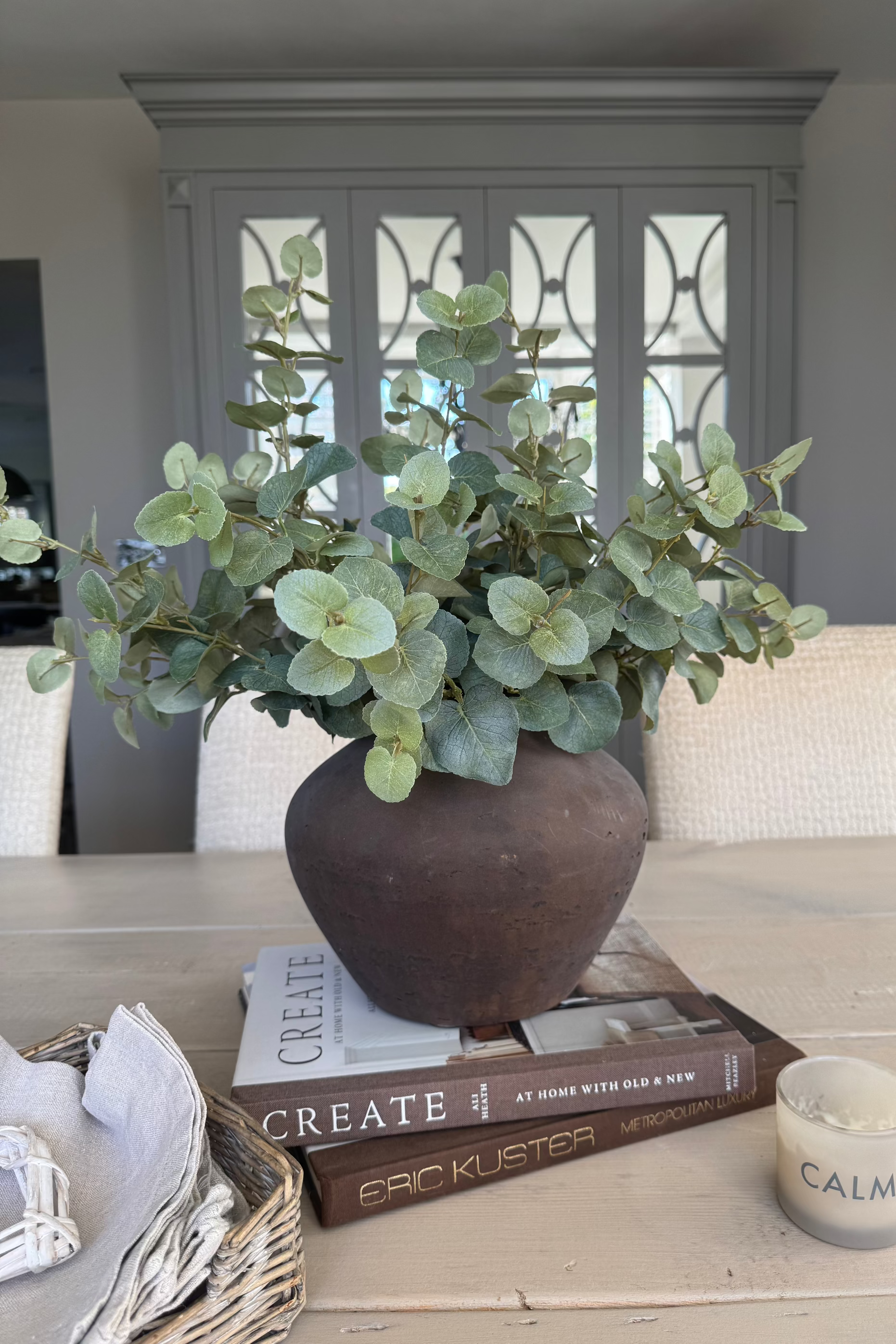 Eucalyptus in a Dark Brown Clay Pot RTfact Flowers 