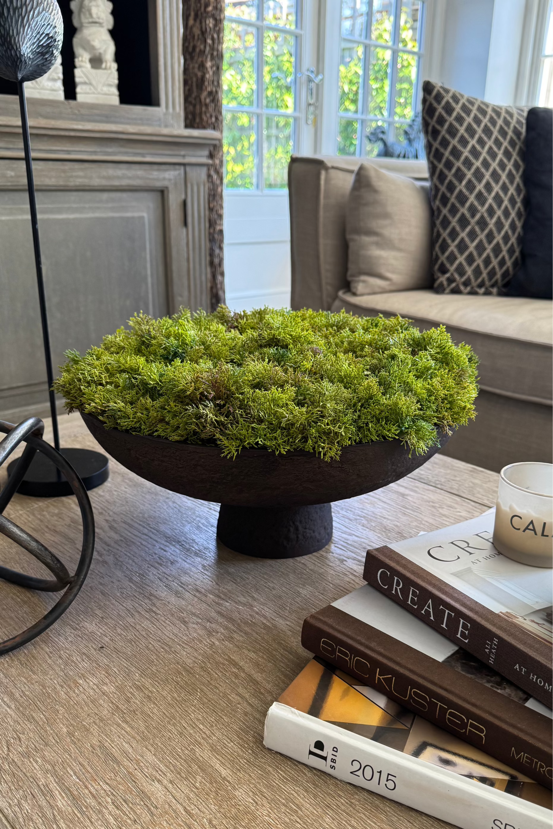 Curly Moss in a Brown Footed Stone Bowl RTfact Flowers 