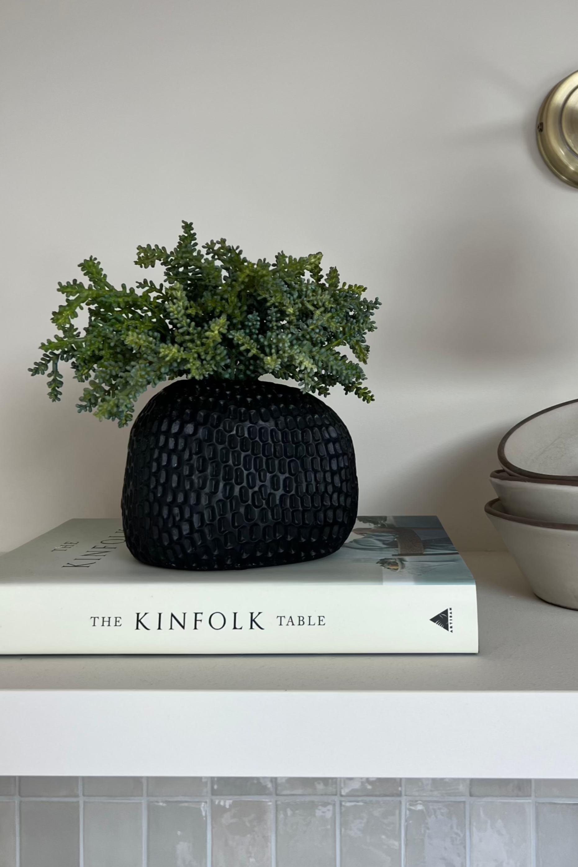 Mini Plant in a Dimpled Black Vase RTfact Flowers 