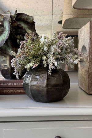 Mini Plant in a Metal Ridged Vase