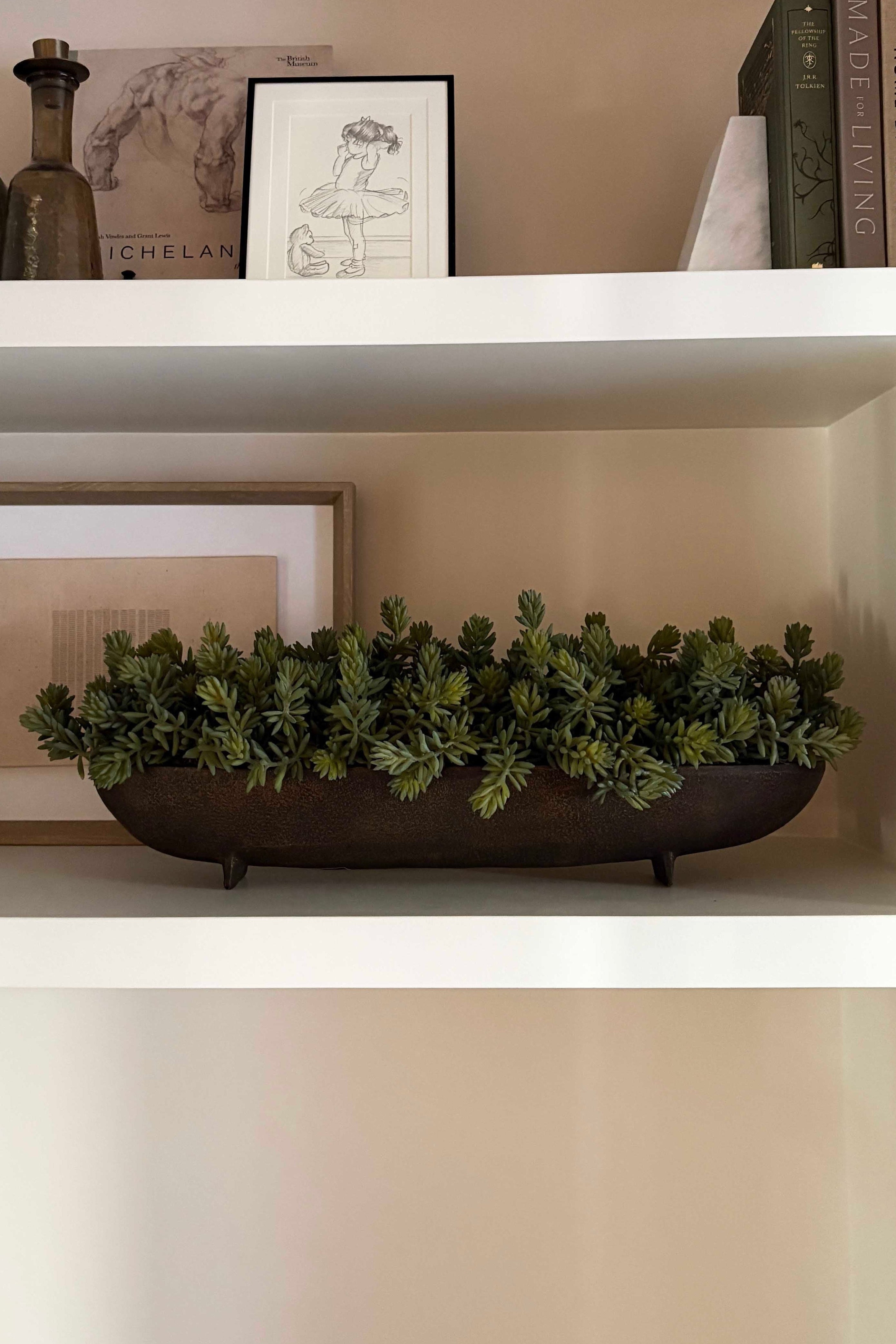 Mini Spiky Succulents in a Hand Painted Bronze Boat RTfact Flowers 