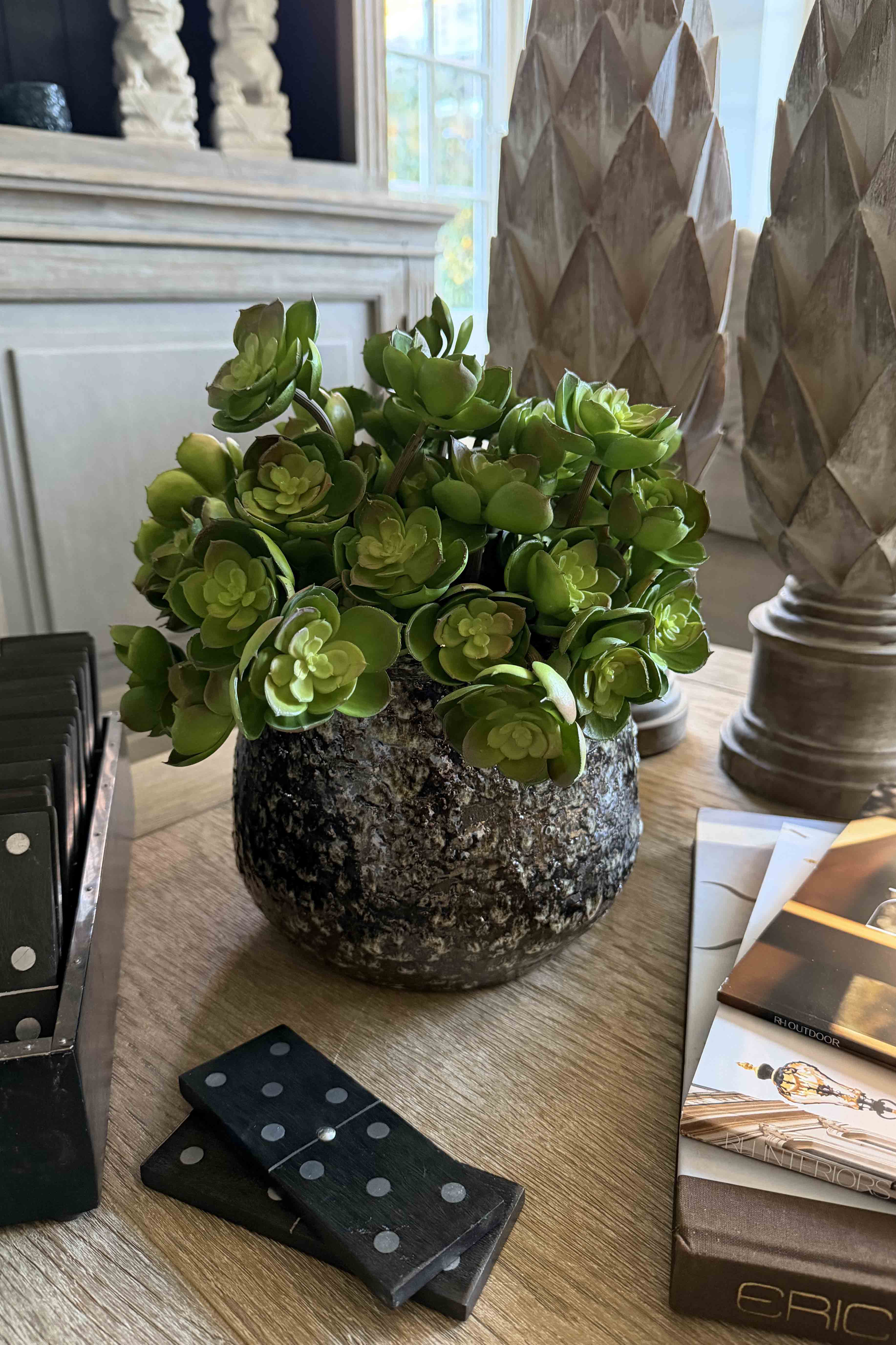 Succulent in a Glazed Mottled Pot RTfact Flowers 