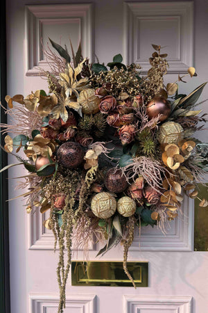 Eucalyptus, Baubles and Rose Wreath RTfact Flowers 