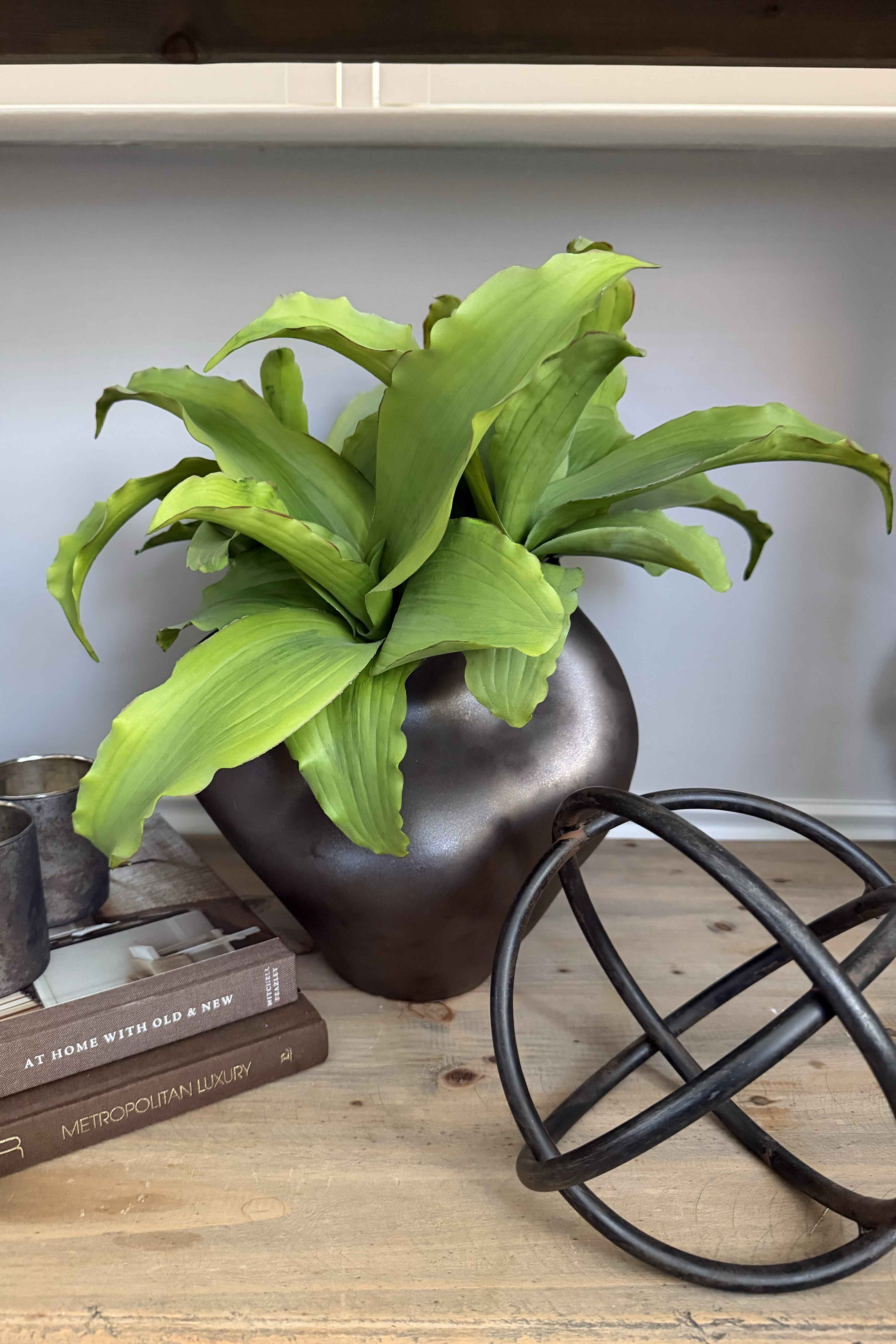 Succulent in a Metallic Bronze Vase RTfact Flowers 
