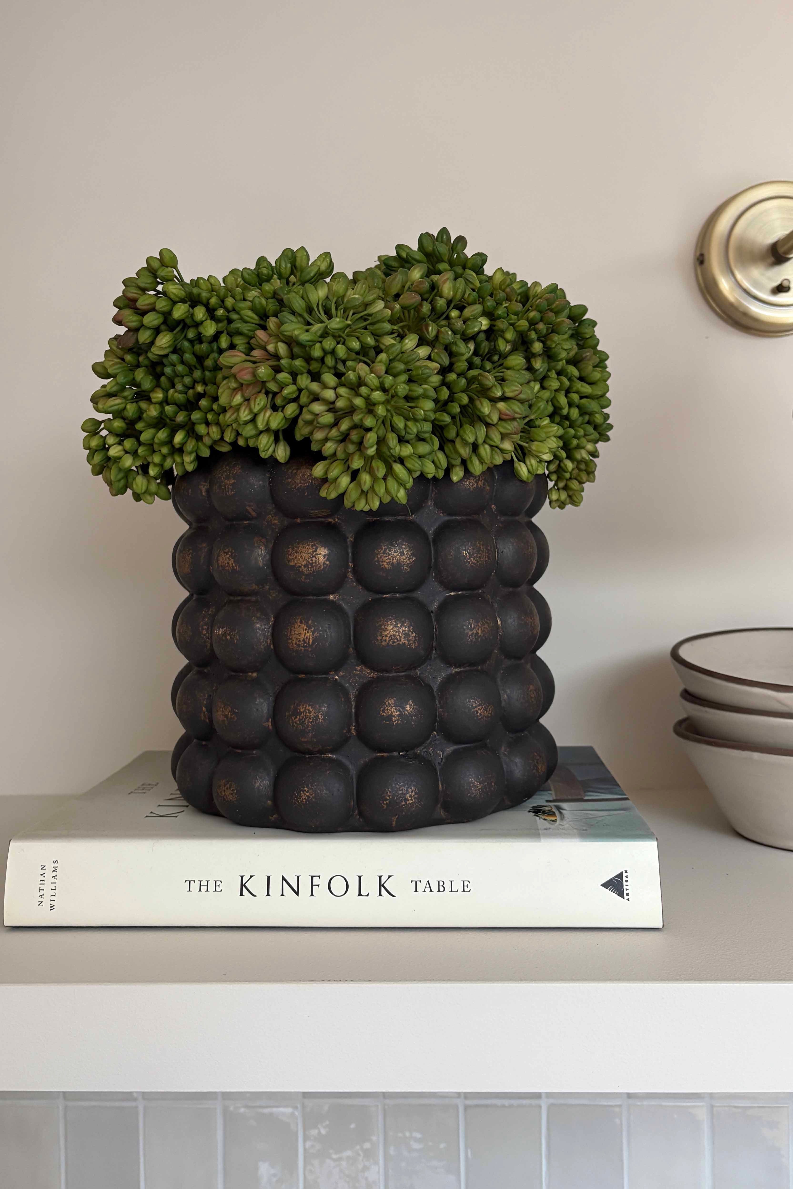 Green Berry in a Handpainted Bobble Vase RTfact Flowers 