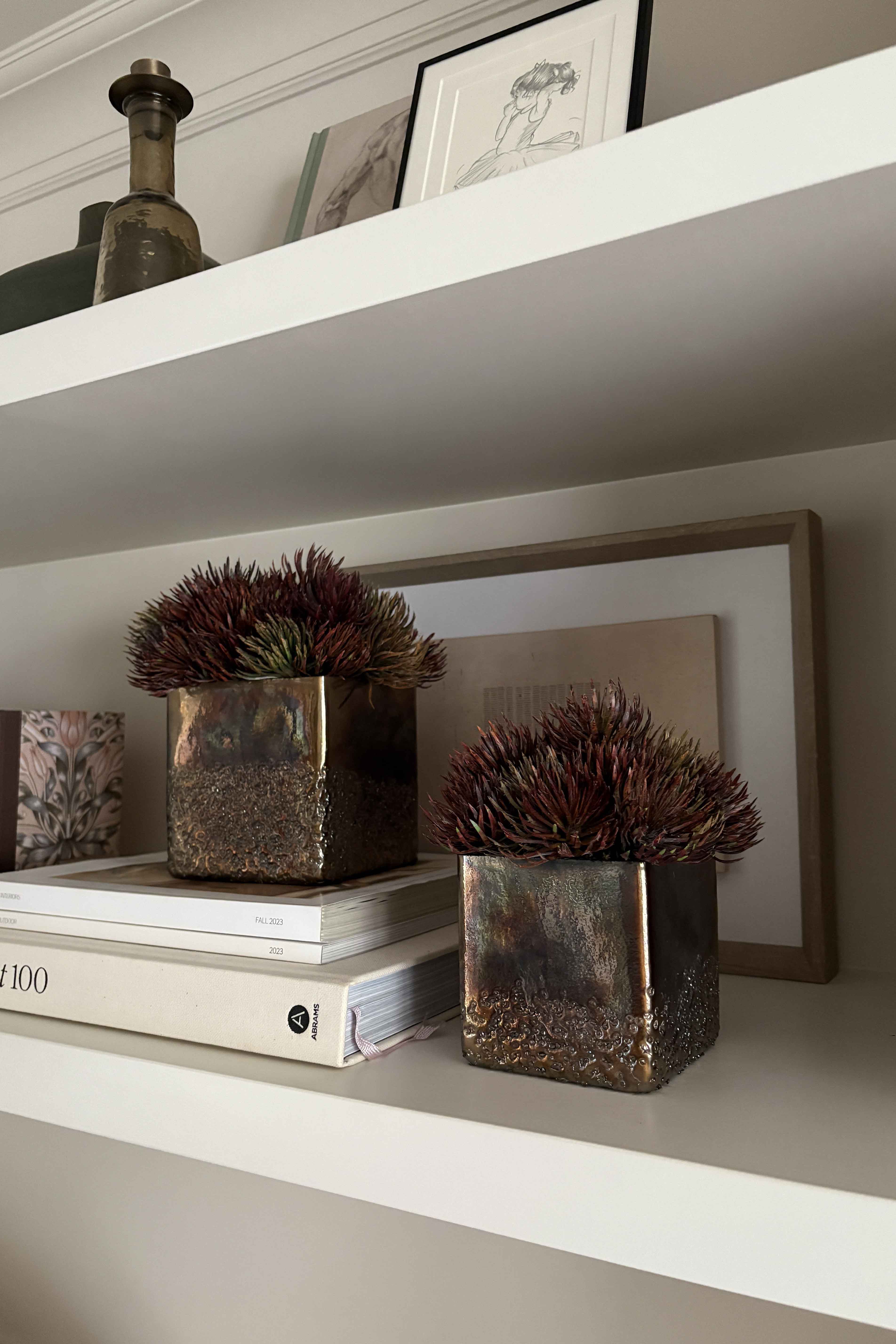 Pine Spray in a Bronze Cube RTfact Flowers 