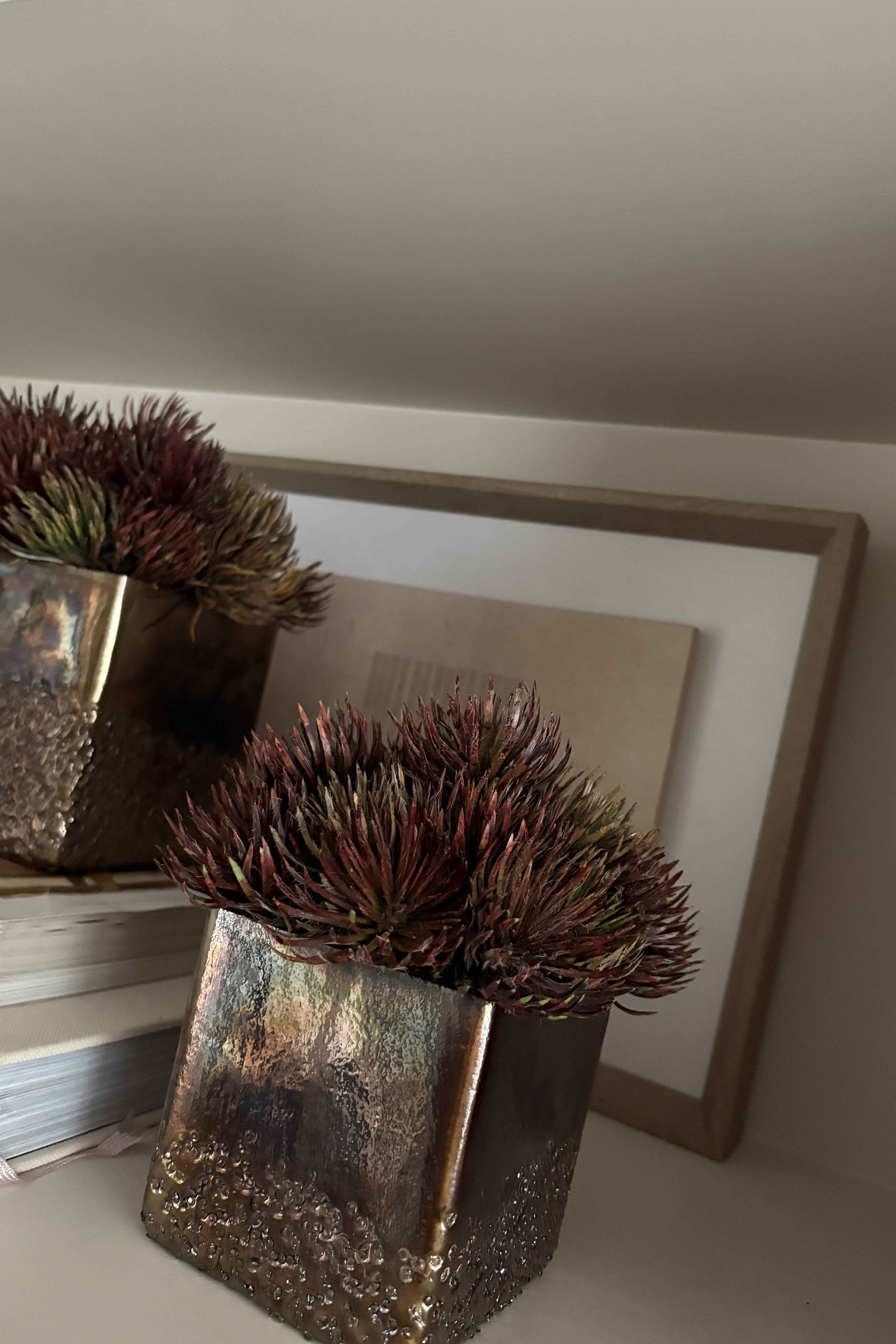 Pine Spray in a Bronze Cube RTfact Flowers 