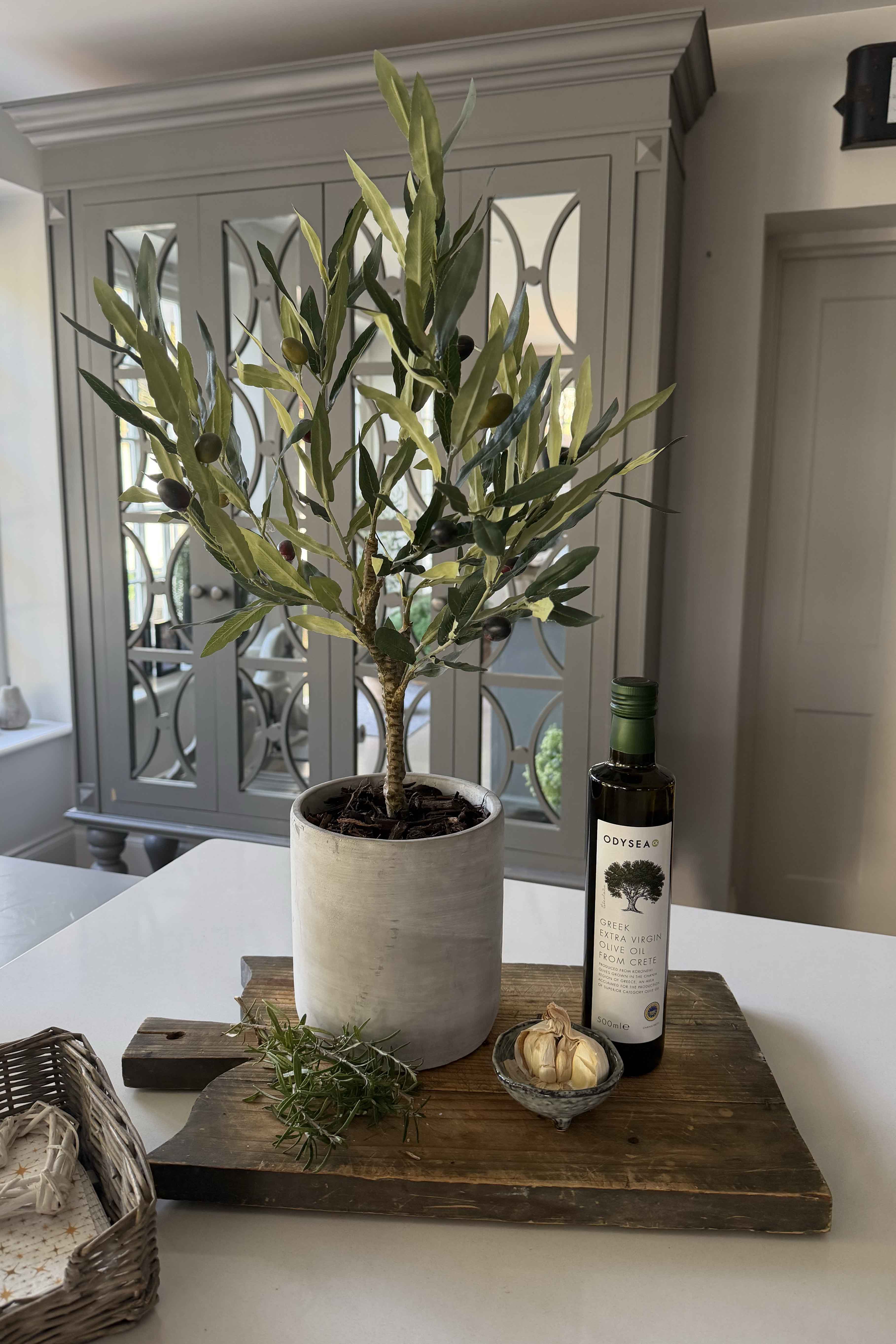 Olive Tree in a Grey Stone Pot RTfact Flowers 