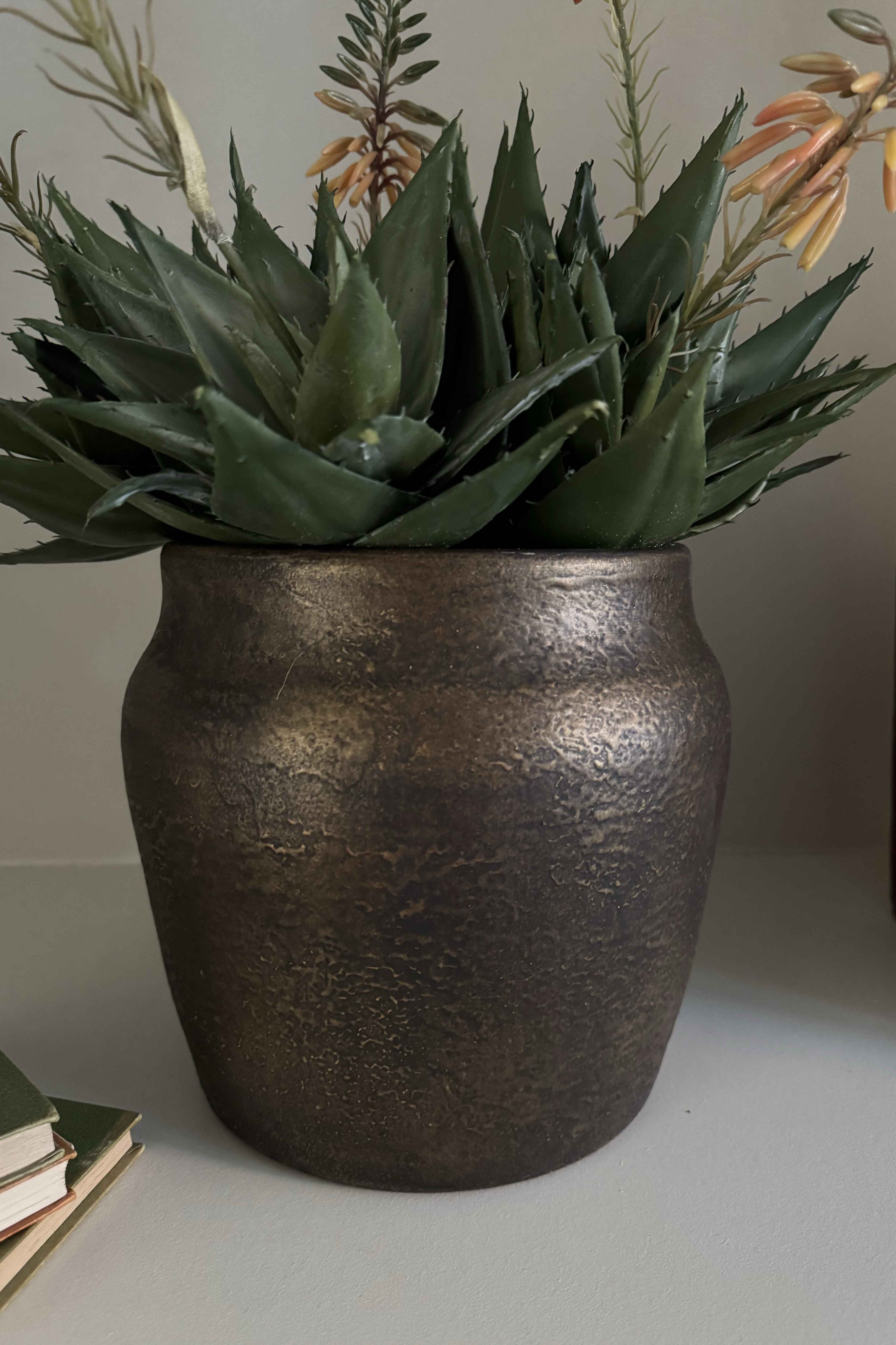 Red Hot Poker in a Bronze Pot RTfact Flowers 