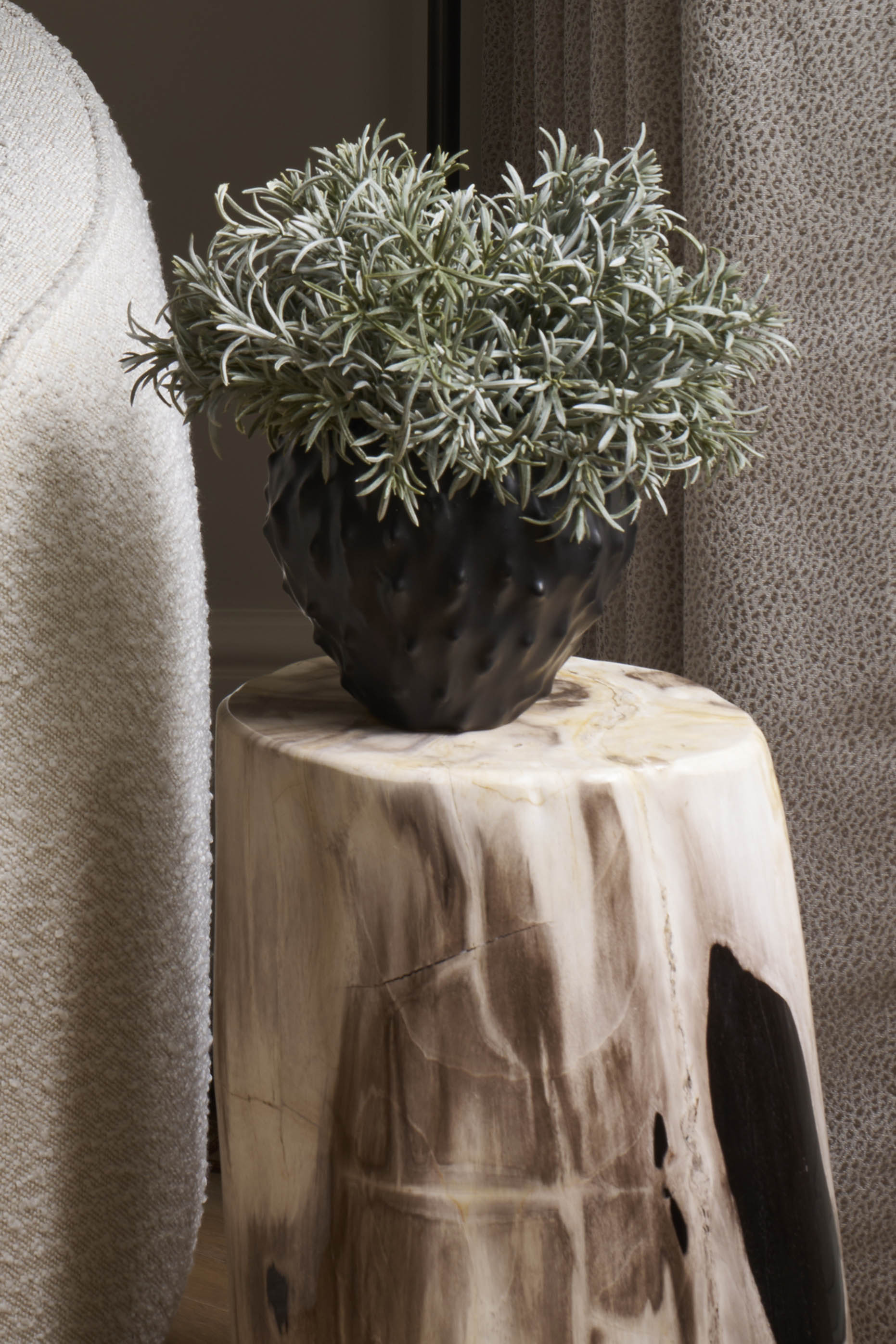 Podocarpus Bush in a Textured Black Vase Rtfact Flowers 