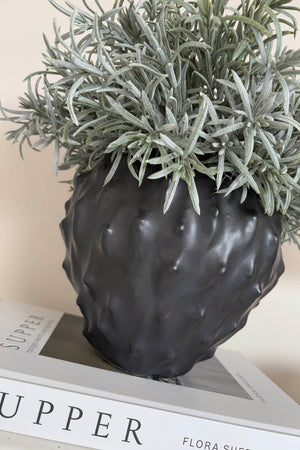 Podocarpus Bush in a Textured Black Vase Rtfact Flowers 