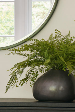 Maidenhair and Asparagus Fern in a Charcoal Stone Pot