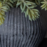 Mini Spiky Succulents in a Ridged Taupe Frosted Vase