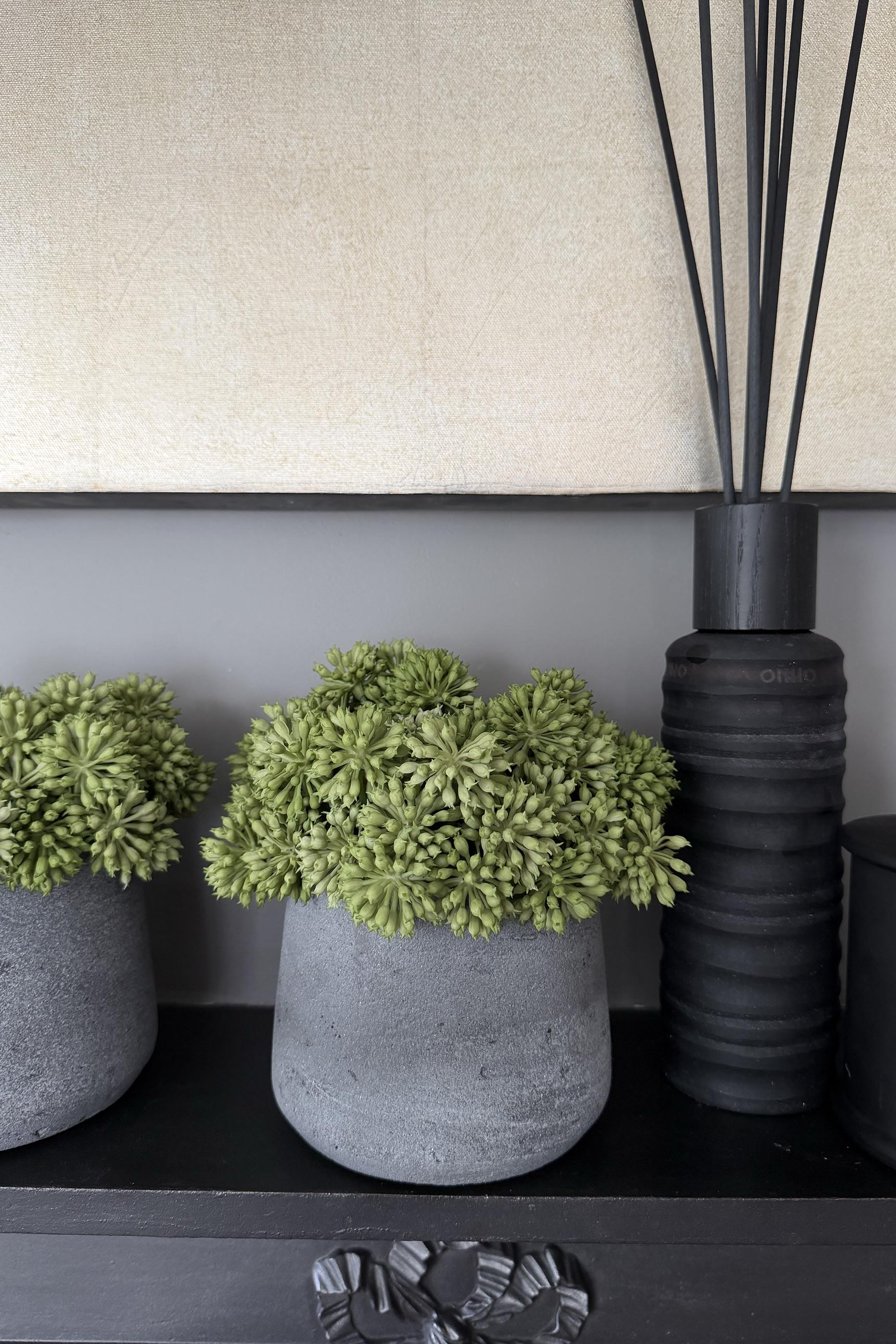 Angelica  in a Grey Stone Vase RTFact Flowers 