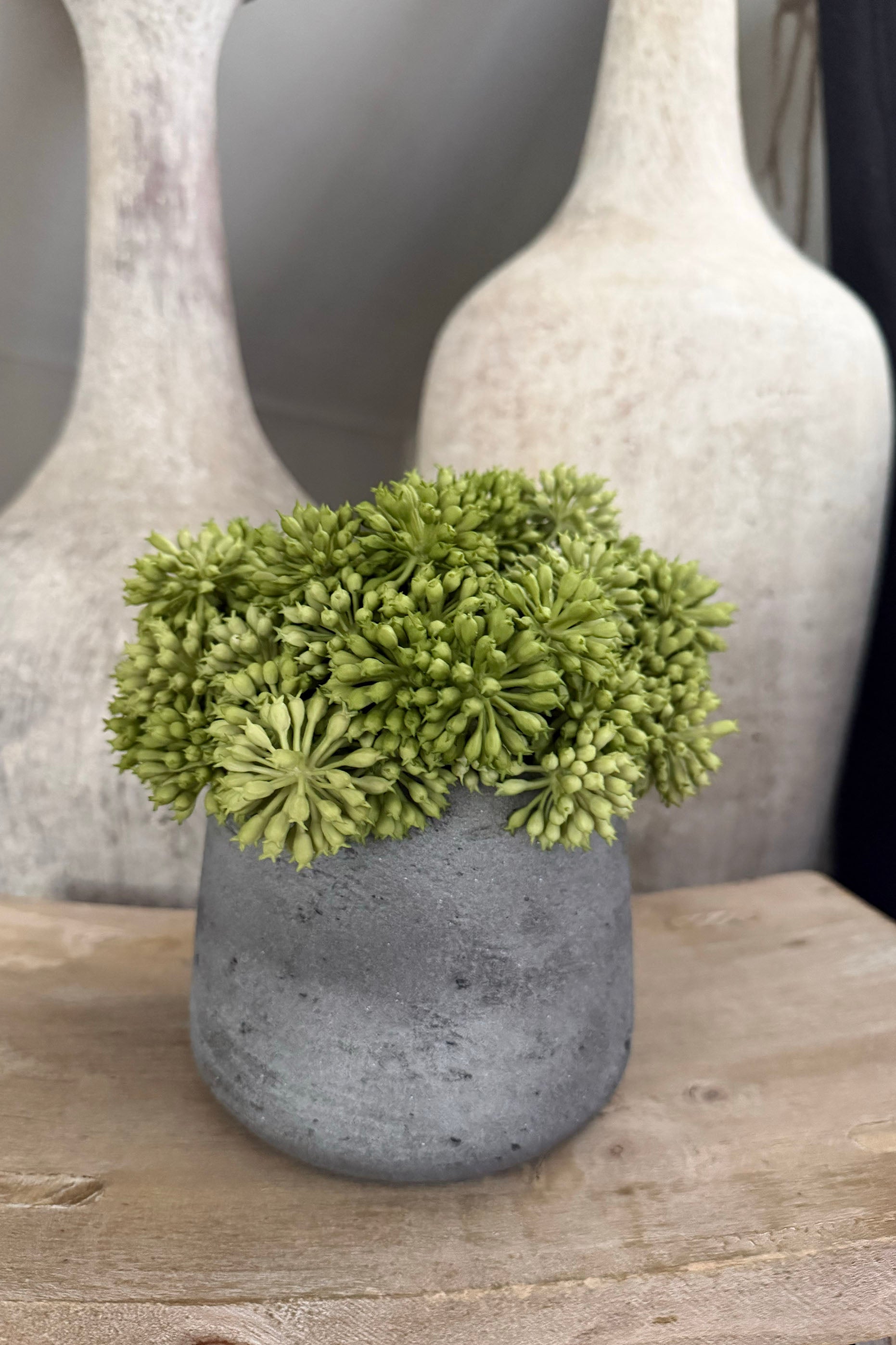 Angelica  in a Grey Stone Vase RTFact Flowers 